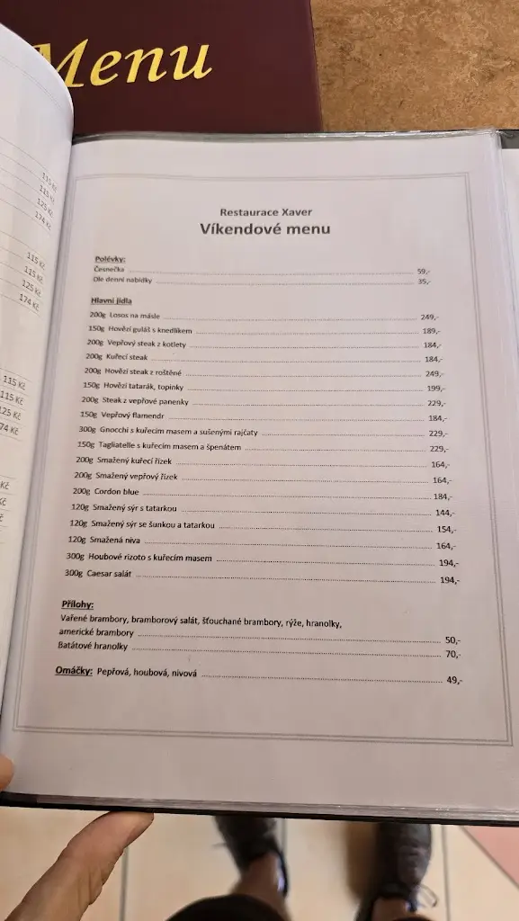 Menu_Restaurace Pension Xaver_Blučina_immagine_1