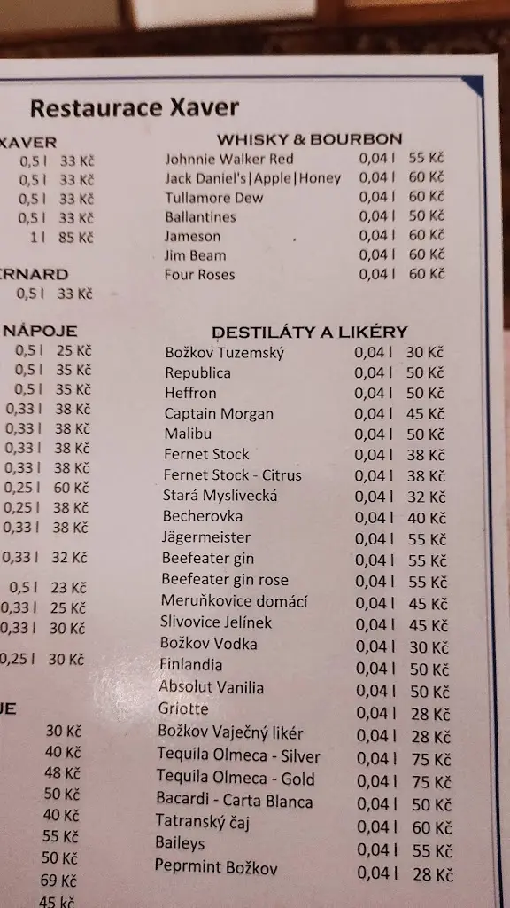 Menu_Restaurace Pension Xaver_Blučina_immagine_3