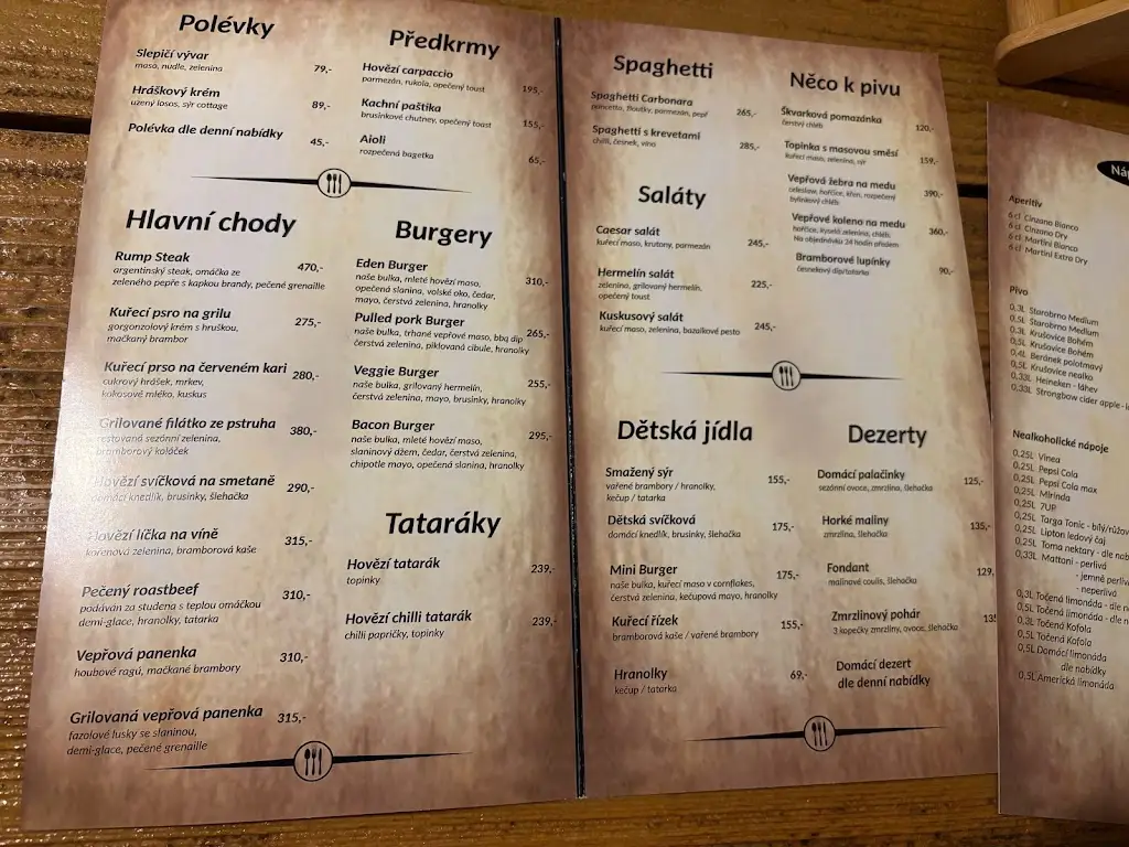 Menu_Restaurace Eden_Boskovice_immagine_3