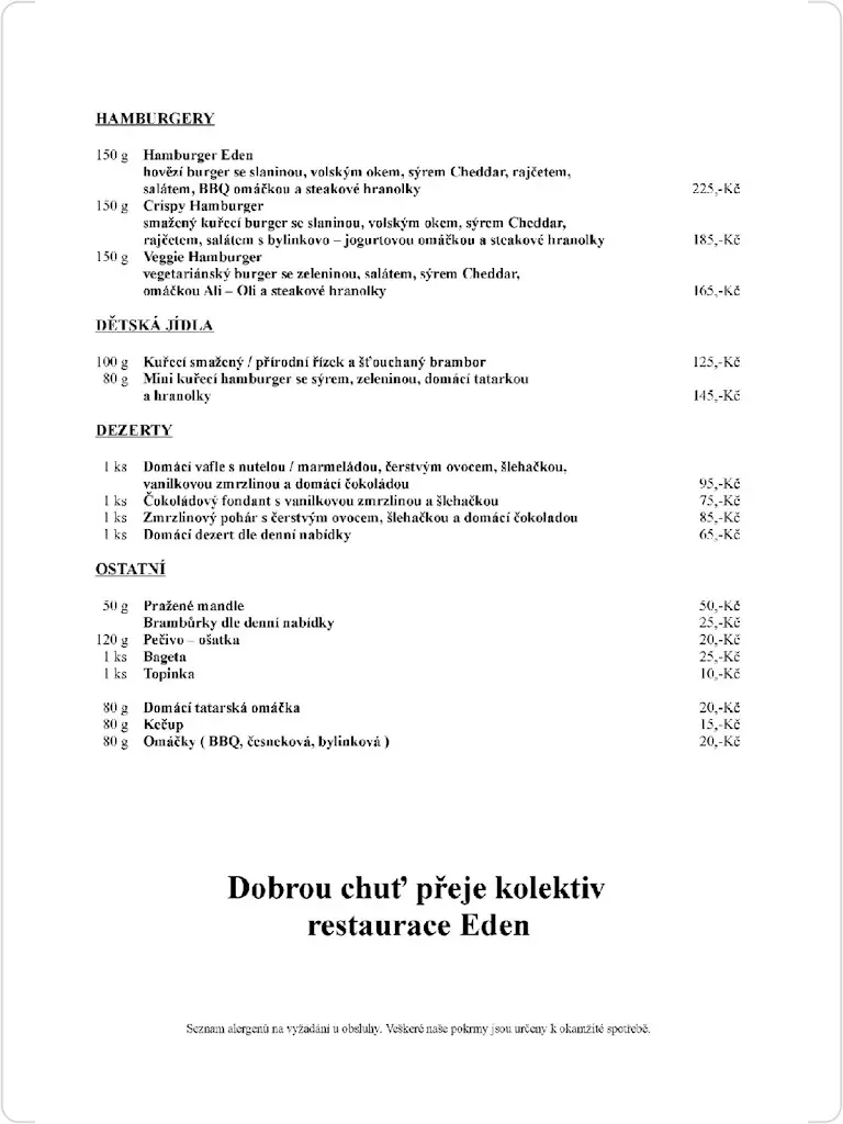 Menu_Restaurace Eden_Boskovice_immagine_4