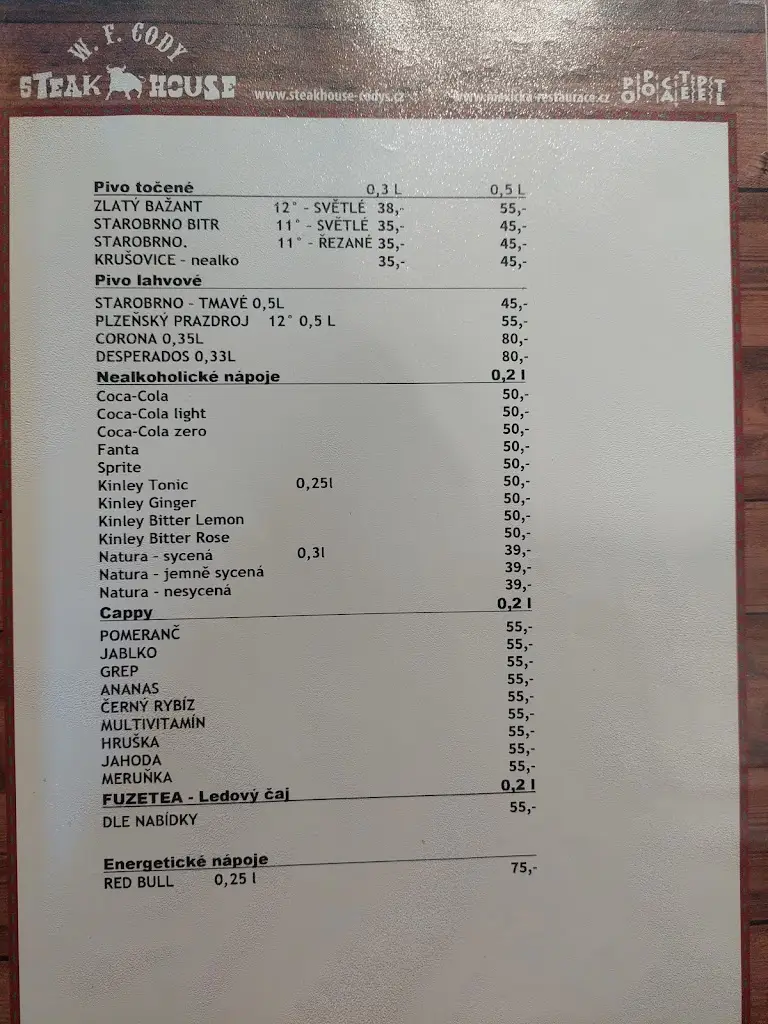 Menu_Steak House Codys_Břeclav_immagine_3