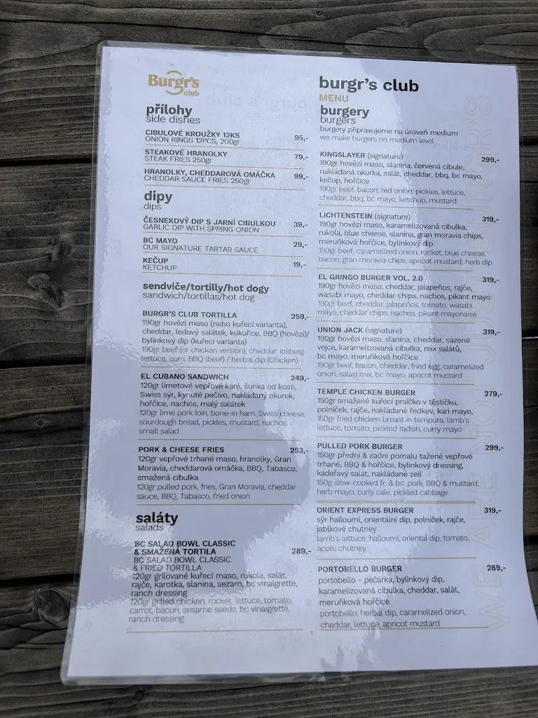 Menu_Burgr's Club_Břeclav_image_1