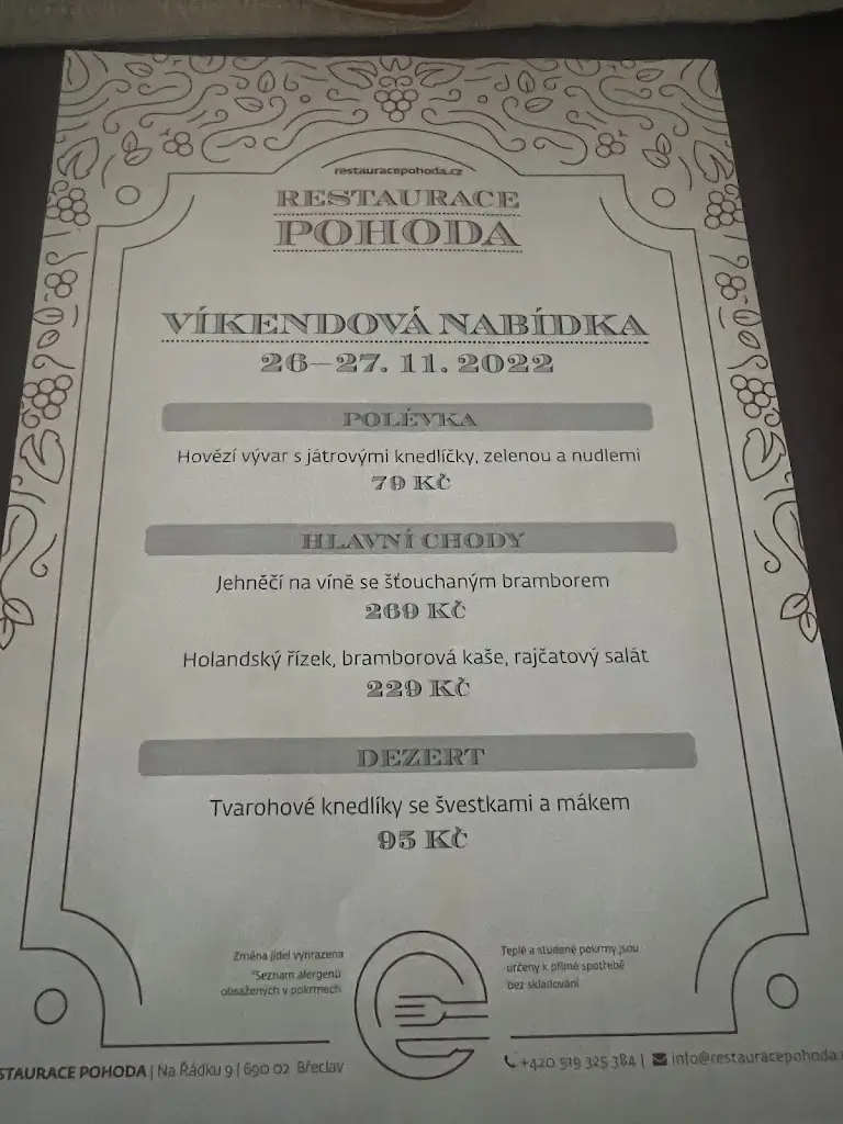 Menu_Restaurace Pohoda_Břeclav_immagine_1