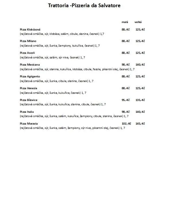 Menu_Trattoria pizzeria da salvatore_Břeclav_image_3