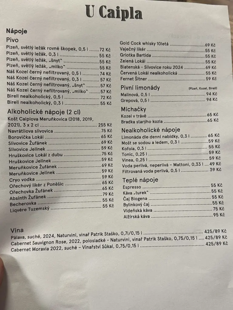 Menu_Lokál U Caipla_Brno_immagine_3