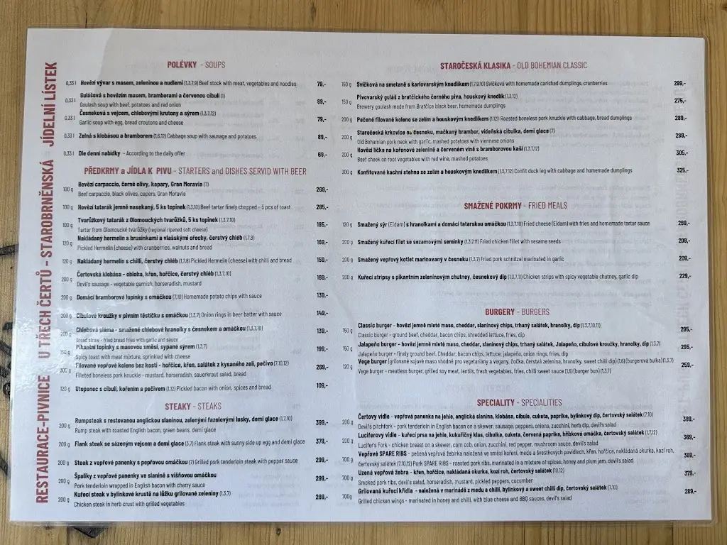 Menu_U Třech čertů - Starobrněnská_Brno_image_1
