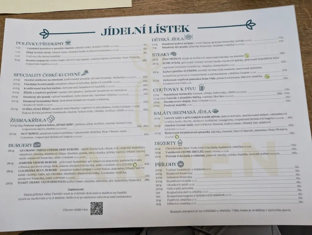 Menu_Garden restaurant & PUB_Brno_image_2