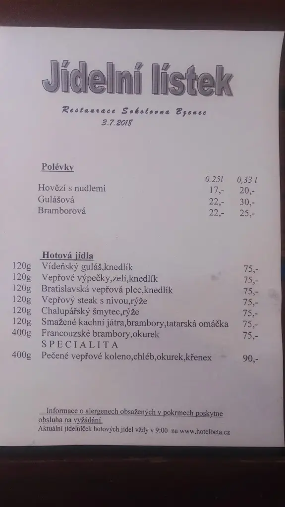 Menu_Restaurace Sokolovna_Bzenec_immagine_3