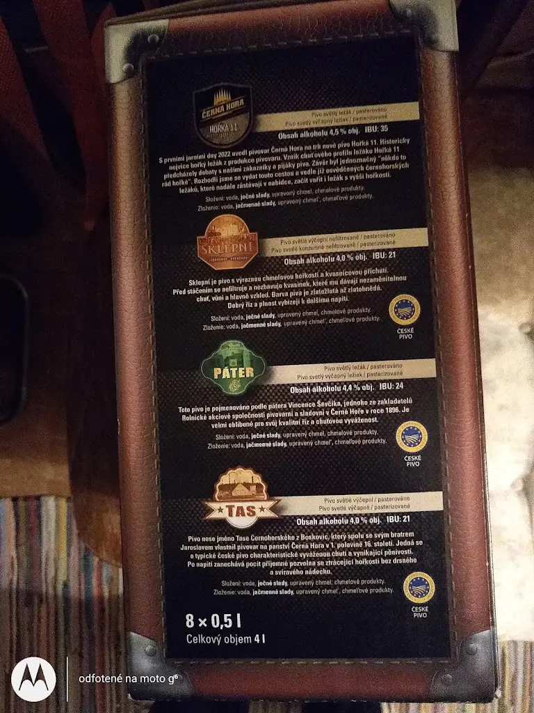 Menu_Cerna Hora Brewery and Restaurant_Černá Hora_image_1