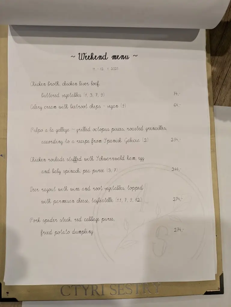 Menu_Čtyři sestry - zahradní restaurace_Černá Hora_image_1