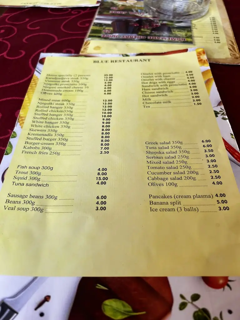 Menu_Blue Restaurant_Černá Hora_image_1