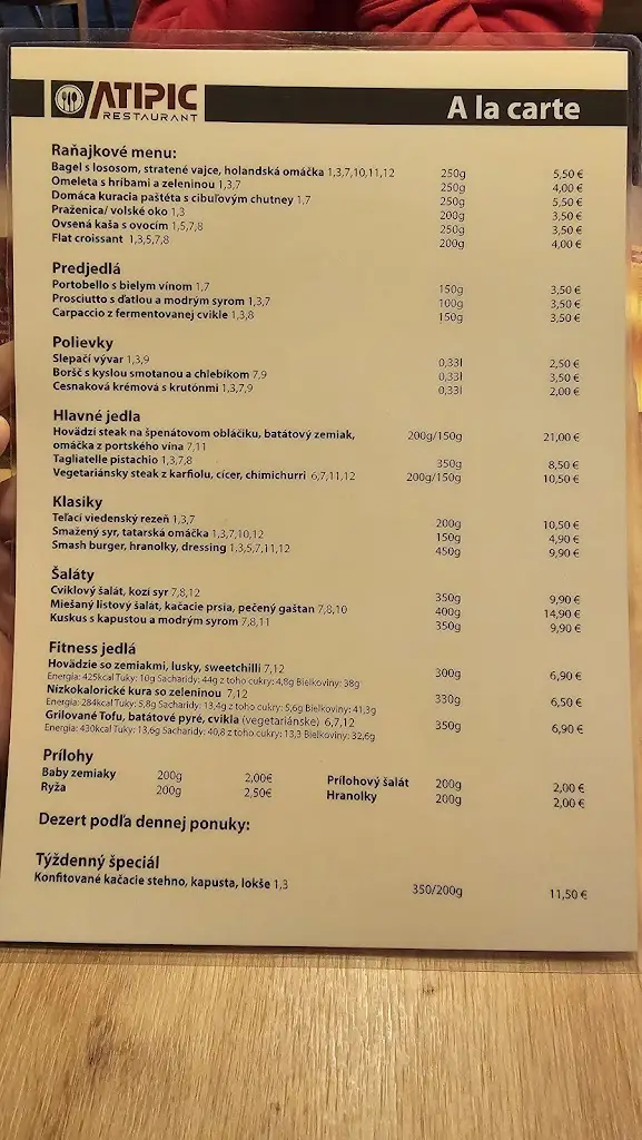 Menu_ATIPIC GYM & RESTAURANT_Hlohovec_image_2