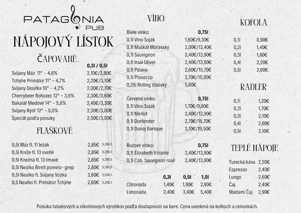 Menu_Patagonia Pub Hlohovec_Hlohovec_image_1