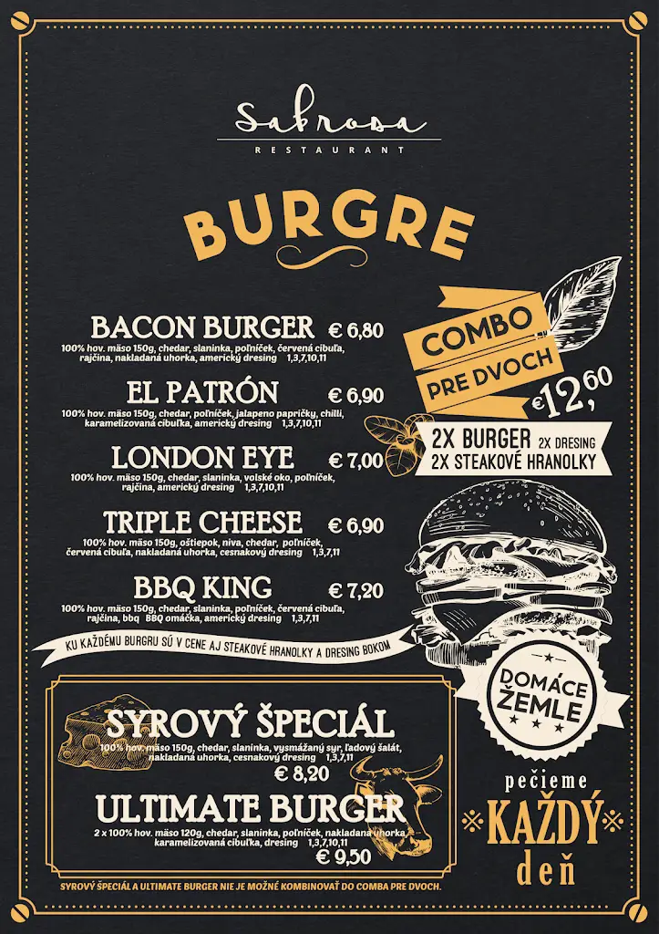 Menu_Sabrosa Restaurant_Hlohovec_image_1