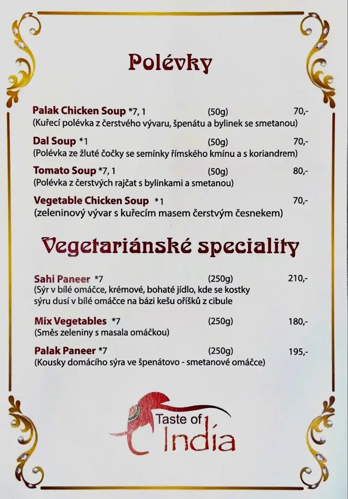 Menu_Taste of India Hodonin_Hodonín_immagine_4