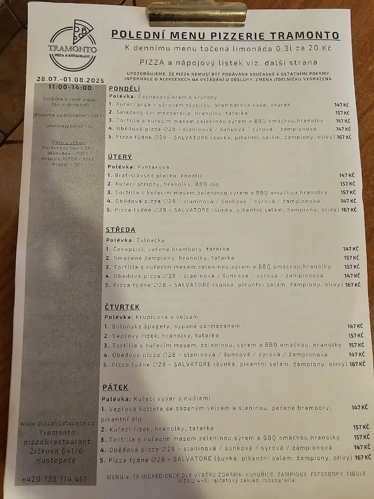 Menu_Pizzerie Tramonto_Hustopeče_image_2