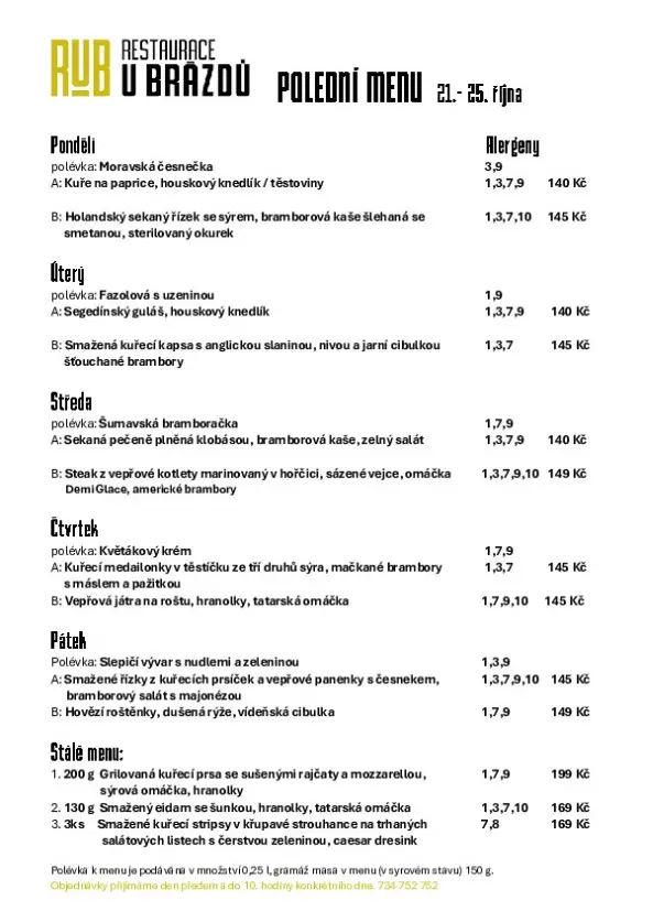 Menu_Restaurace & Penzion U Brázdů_Ivančice_image_1