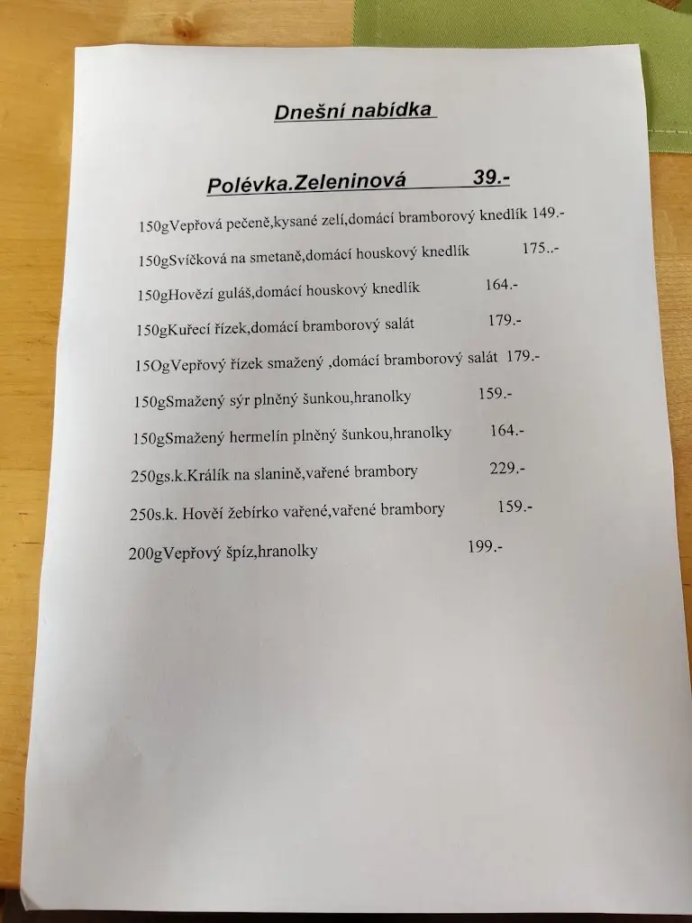 Menu_Restaurace Myslivna_Kunštát_immagine_2