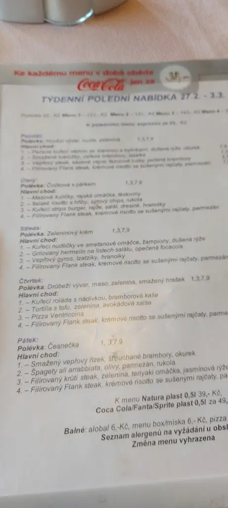Menu_Restaurant & pizzeria La BOCCA_Kuřim_immagine_3