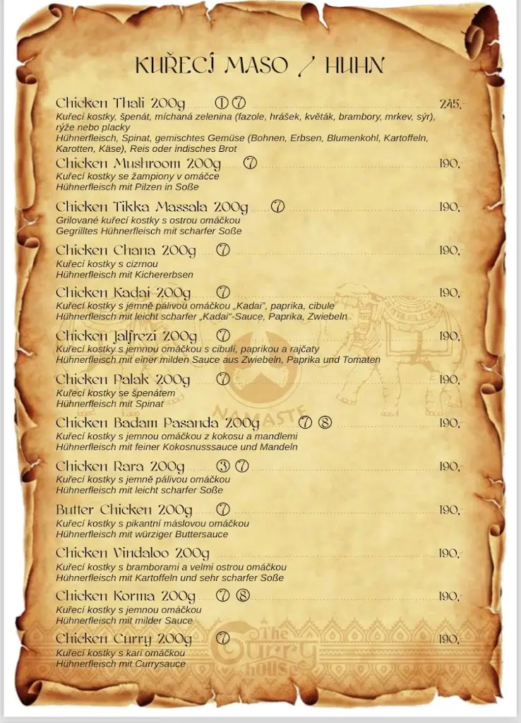 Menu_The Curry House Indická Restaurace_České Velenice_image_2