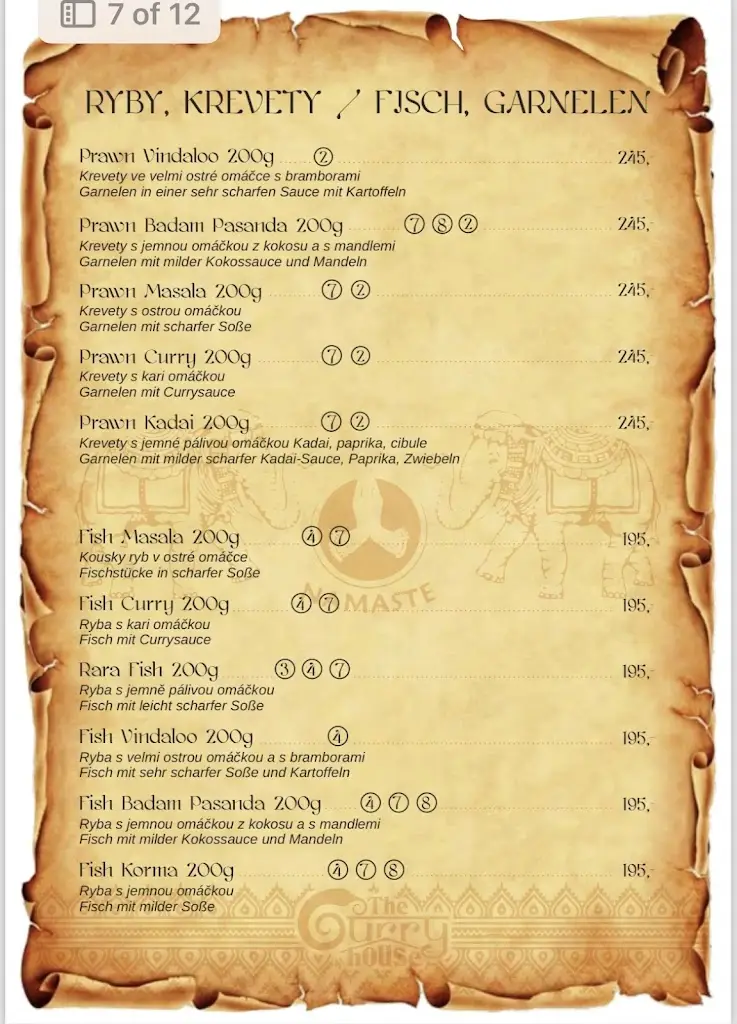 Menu_The Curry House Indická Restaurace_České Velenice_image_3