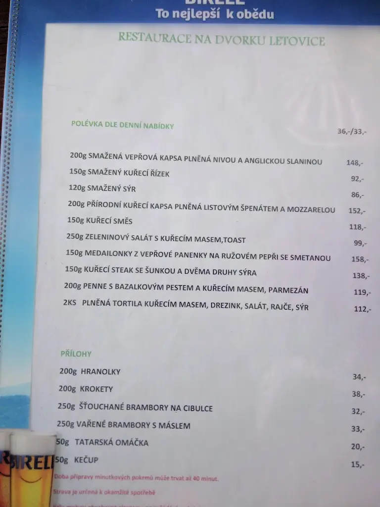 Menu_Restaurace - Kavárna Na Dvorku_Letovice_immagine_1