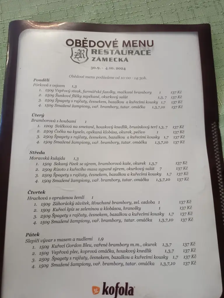 Menu_Zámecká restaurace Lysice_Lysice_image_3