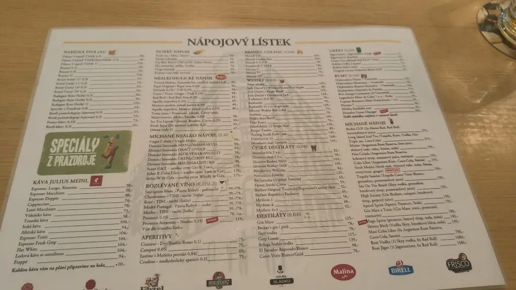 Menu_RESTAURANT&PUB PADOWETZ Pilsner Urquell_Město Brno_image_1