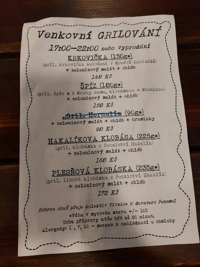 Menu_Pivnice U devatero řemesel_Mikulov_image_3