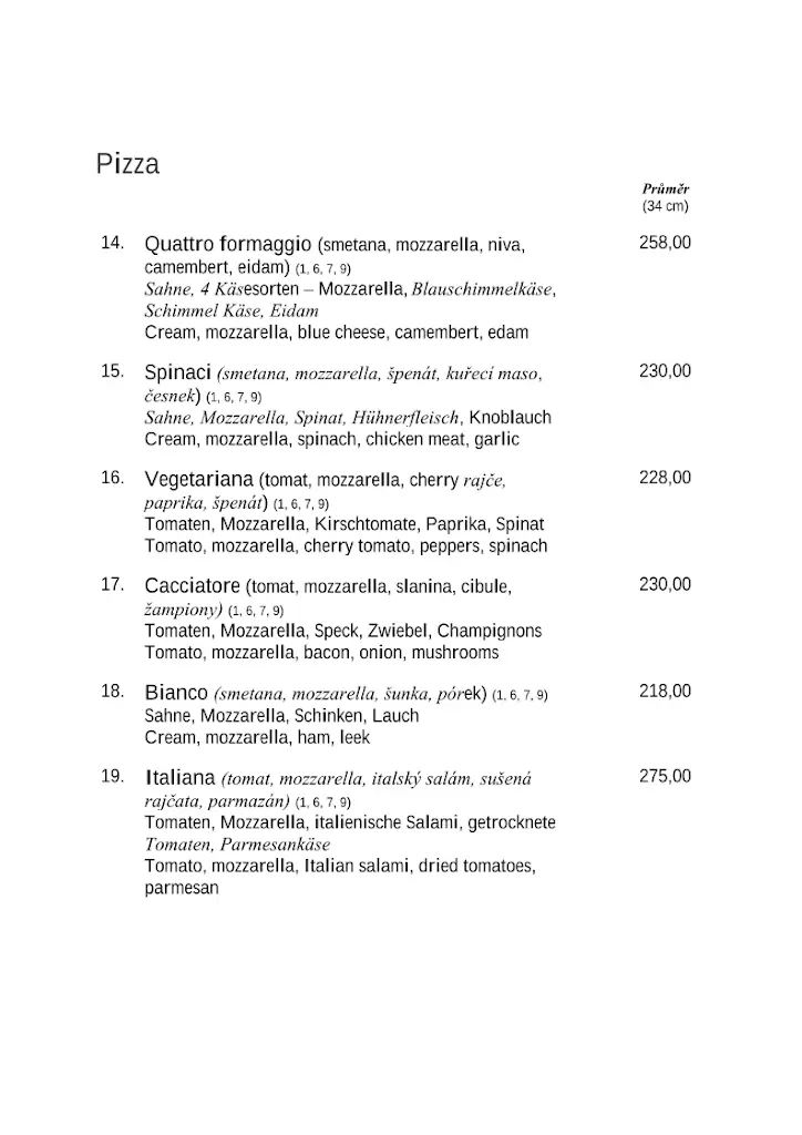 Menu_Bowling sport centrum Mikulov - Pizzeria - Restaurant_Mikulov_immagine_2