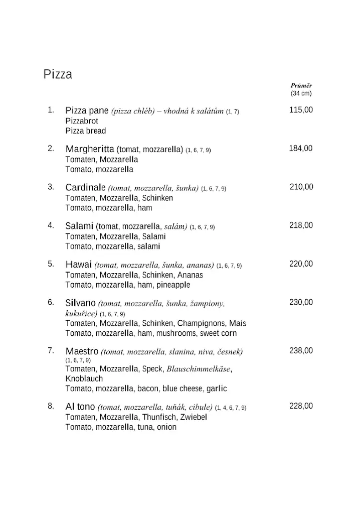 Menu_Bowling sport centrum Mikulov - Pizzeria - Restaurant_Mikulov_immagine_4