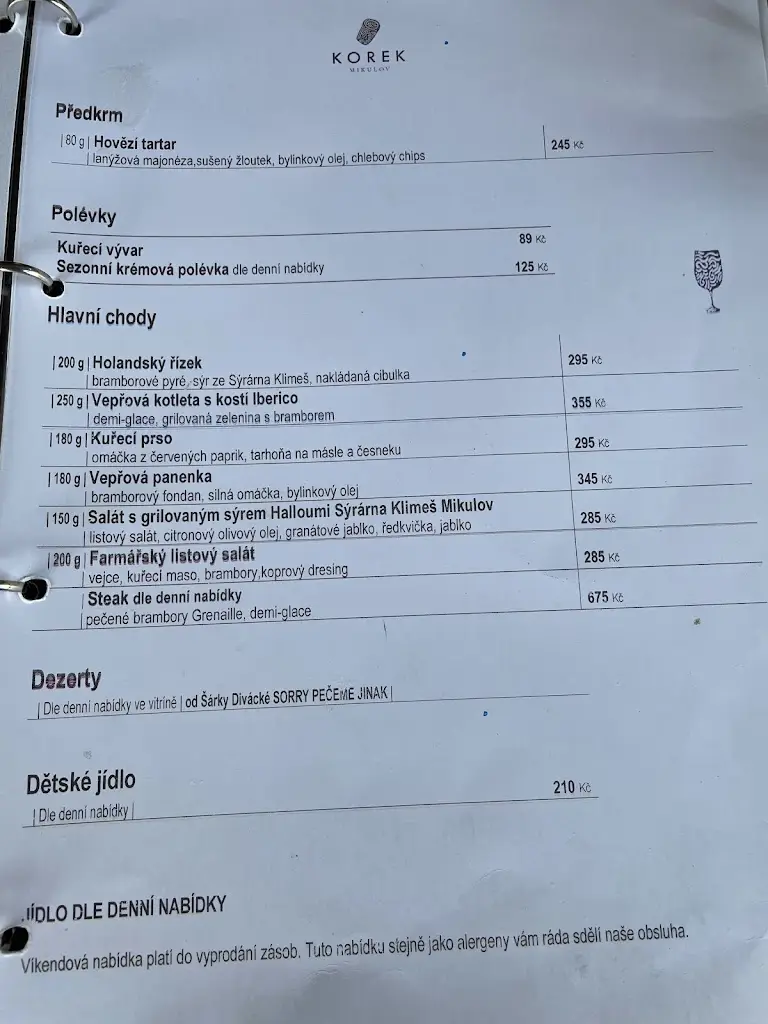 Menu_KOREK Mikulov_Mikulov_image_1