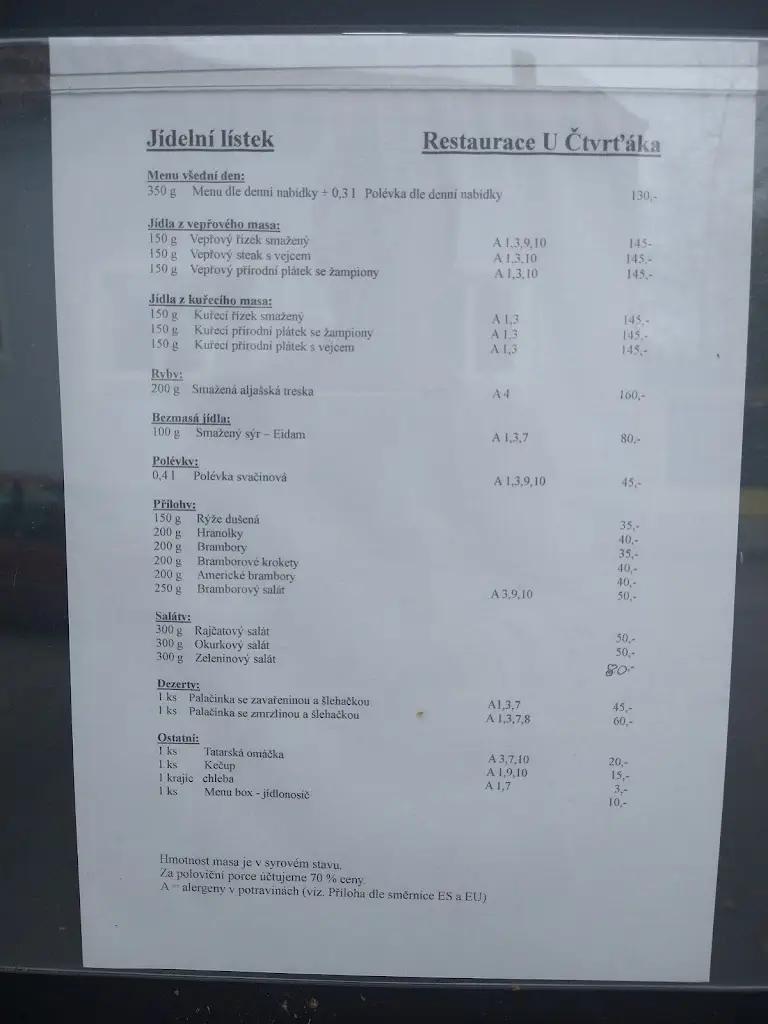 Menu_Restaurace u Čtvrťáka_České Velenice_image_1