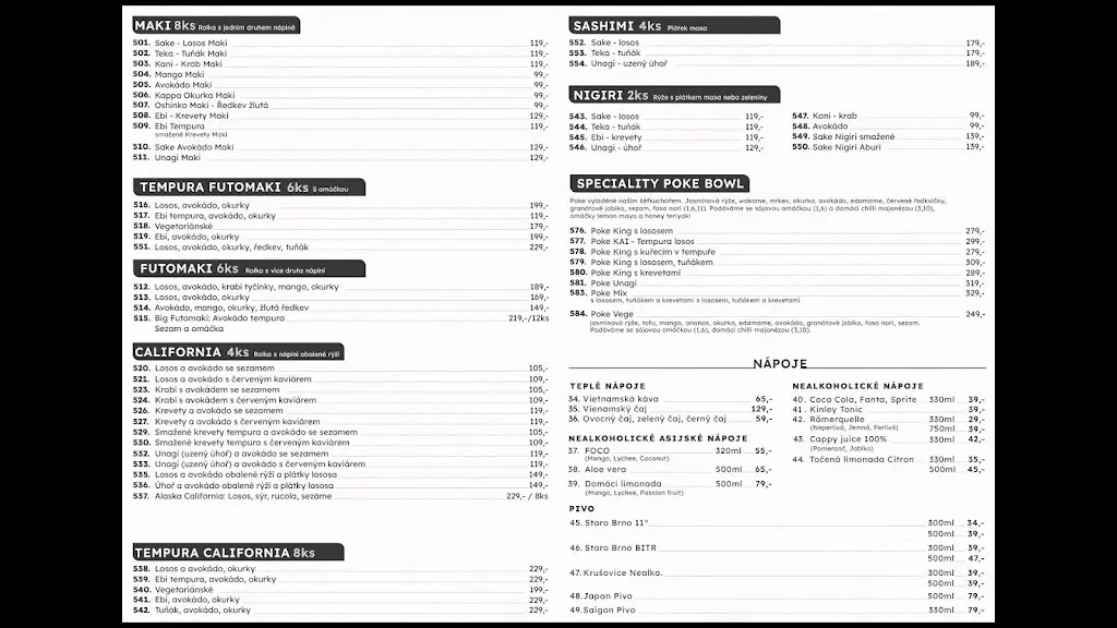 Menu_Fansipan asian cuisine & sushi_Mokrá Hora_immagine_1