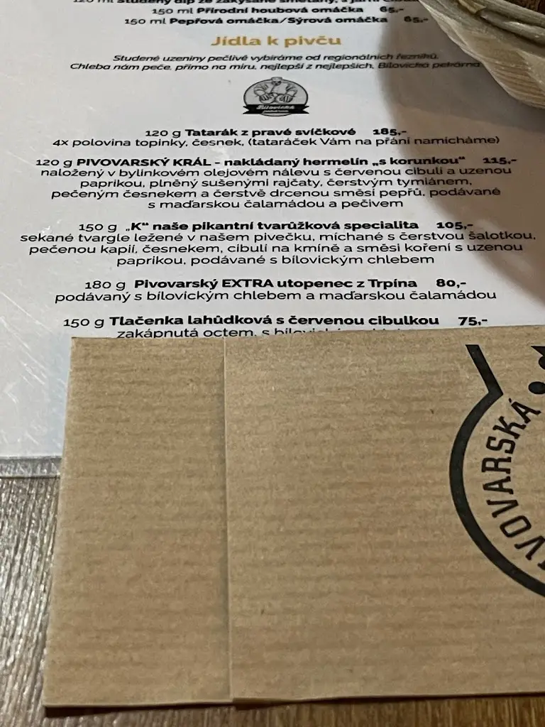 Menu_Pivovarská restaurace Moravia_Mokrá Hora_immagine_4