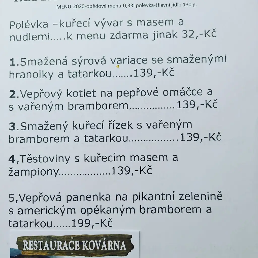 Menu_Restaurace Kovárna_Moravský Písek_image_1