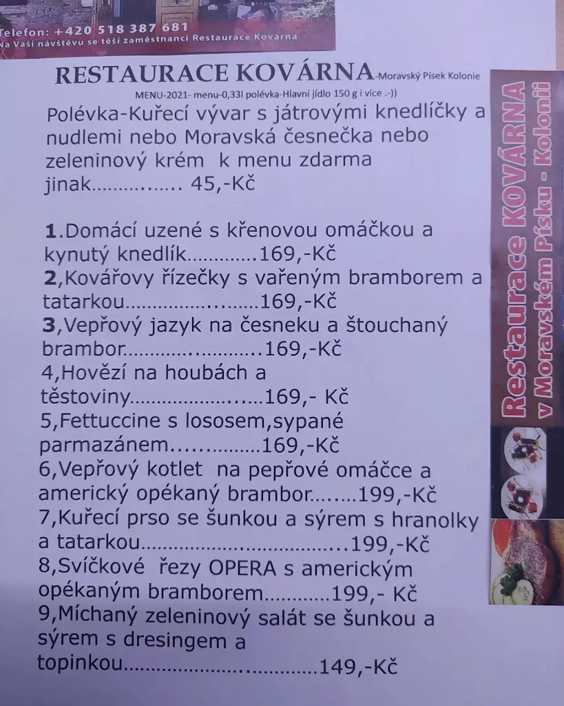 Menu_Restaurace Kovárna_Moravský Písek_image_2