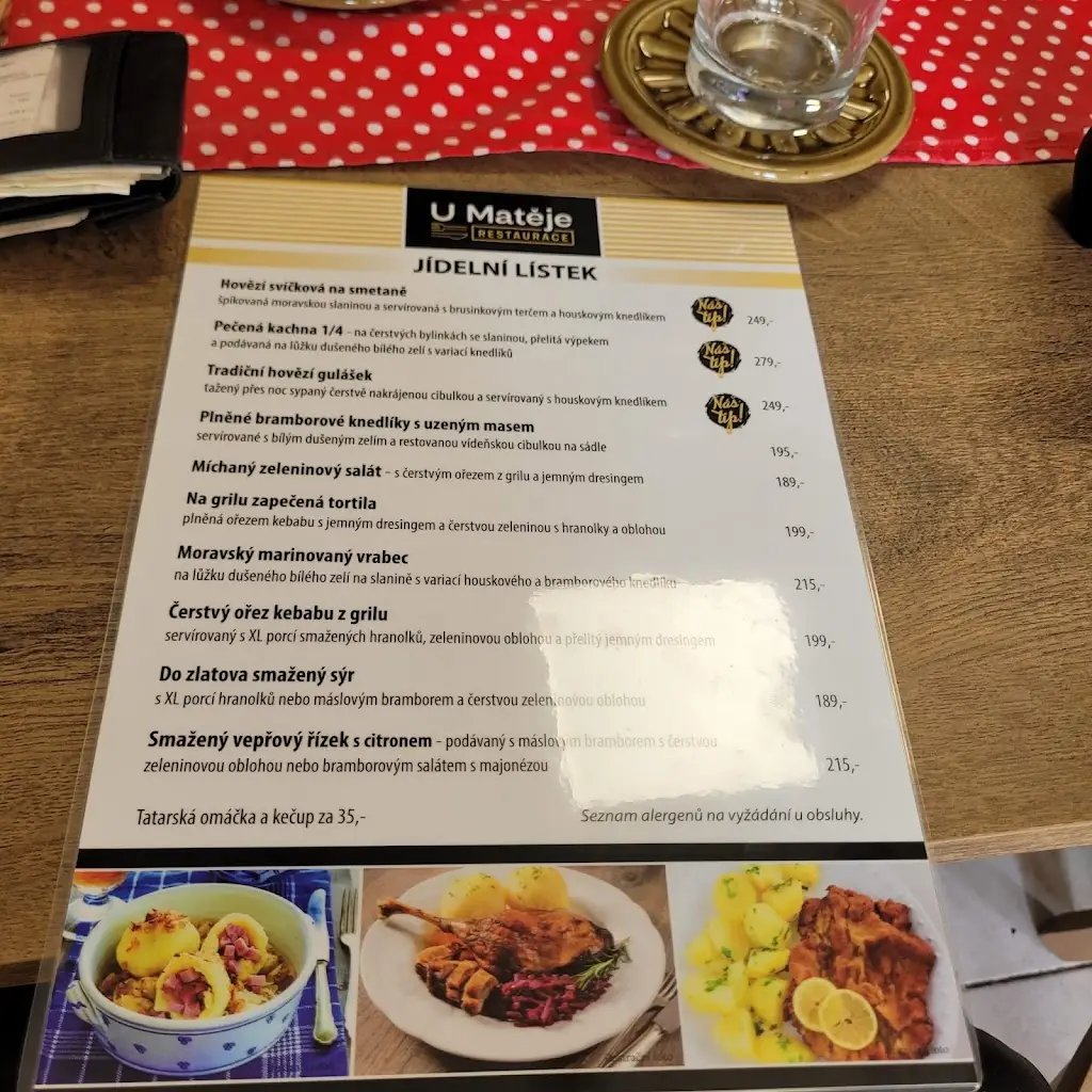 Menu_Restaurace U Matěje_Moravský Krumlov_immagine_2