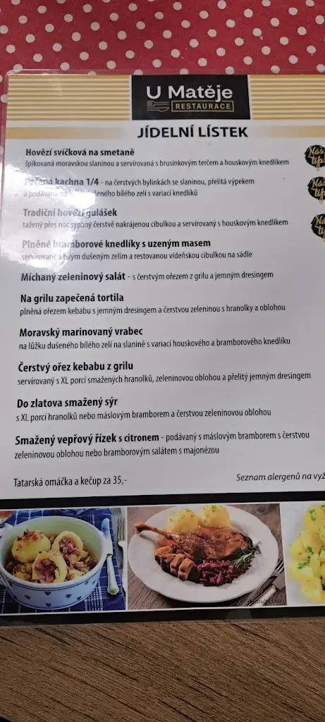 Menu_Restaurace U Matěje_Moravský Krumlov_immagine_4
