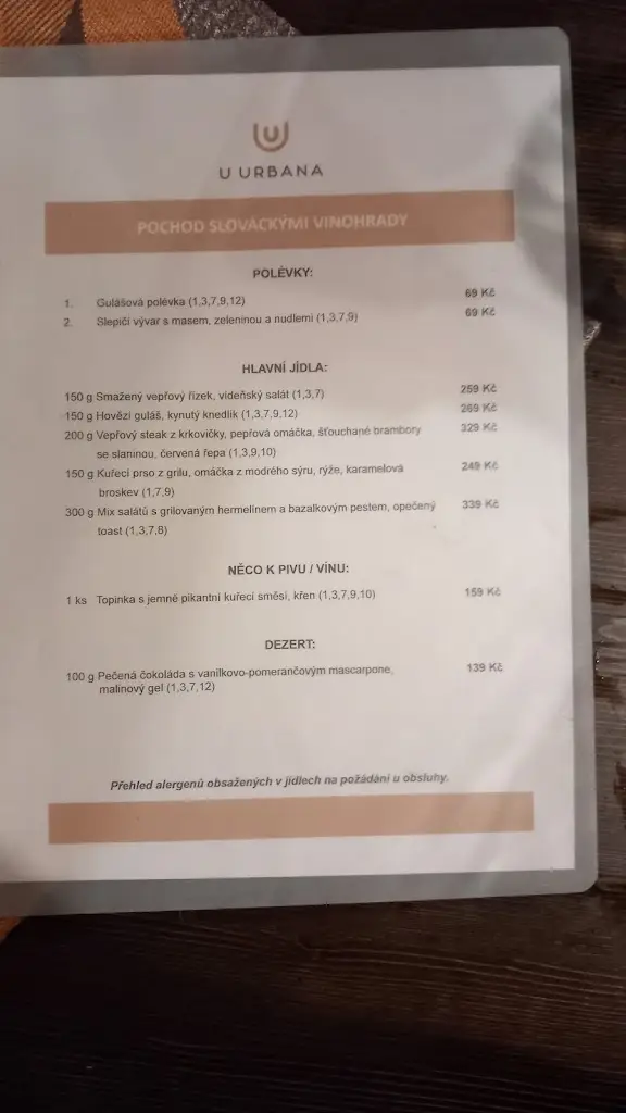 Menu_Vinný šenk/restaurace u Urbana_Mutěnice_image_1