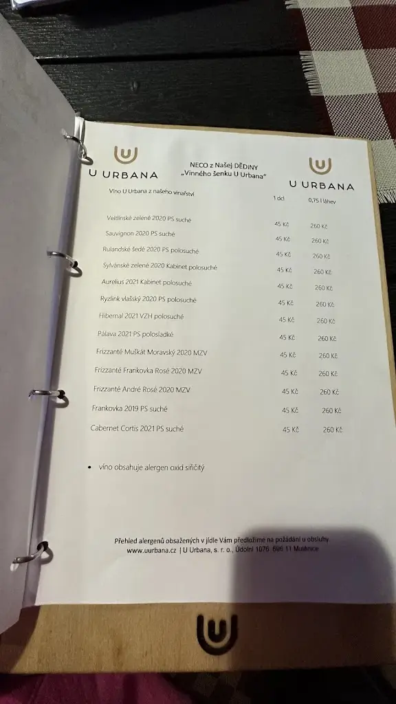 Menu_Vinný šenk/restaurace u Urbana_Mutěnice_image_3