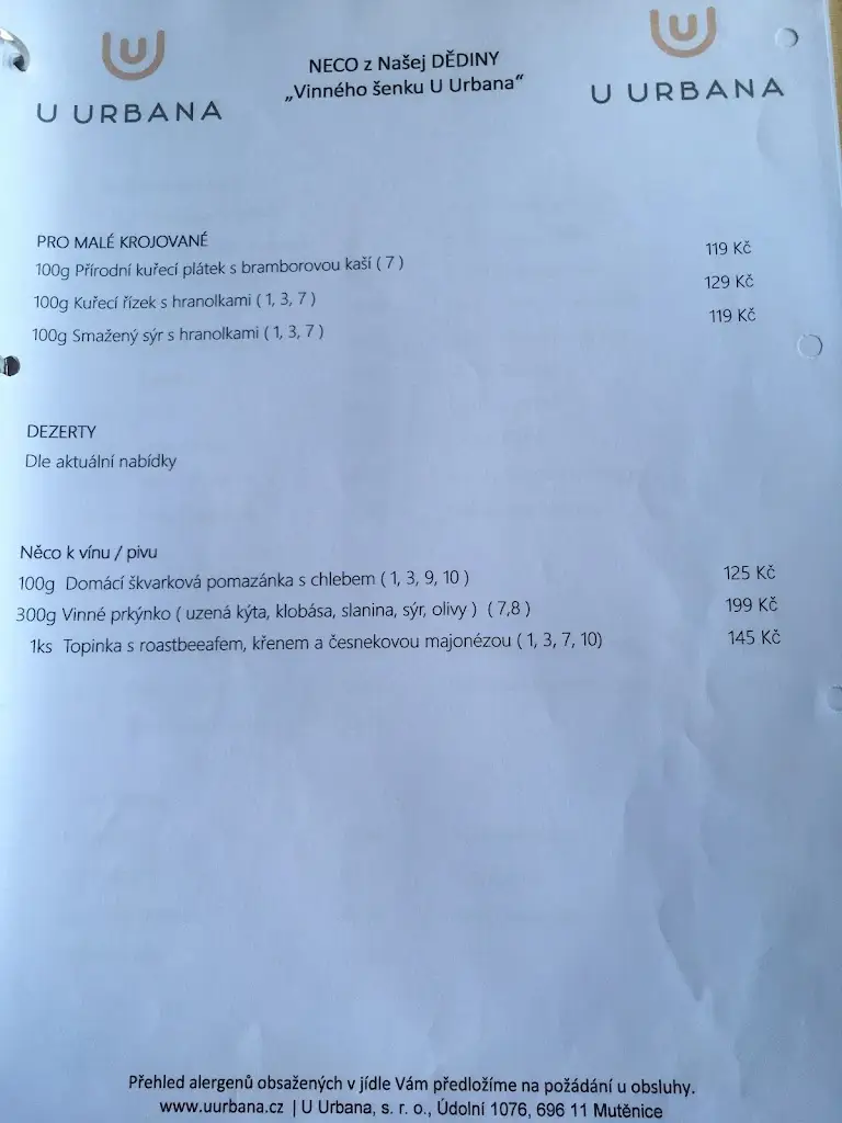Menu_Vinný šenk/restaurace u Urbana_Mutěnice_image_4