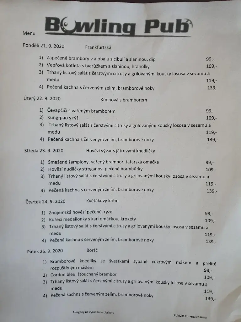 Menu_Bowling pub_Okres Vyškov_image_1