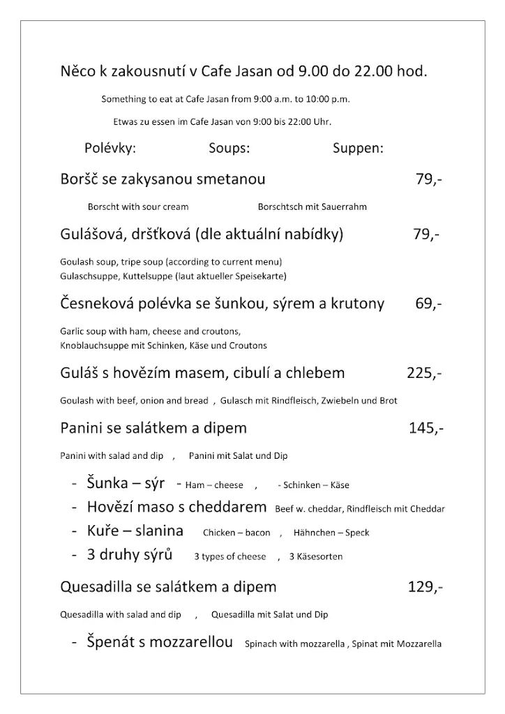 Menu_Café Jasan - Miromar_Podivín_image_1