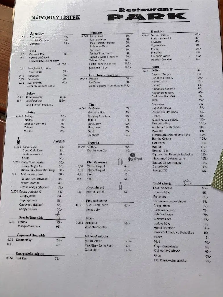 Menu_Restaurant Park_Pohořelice_immagine_1