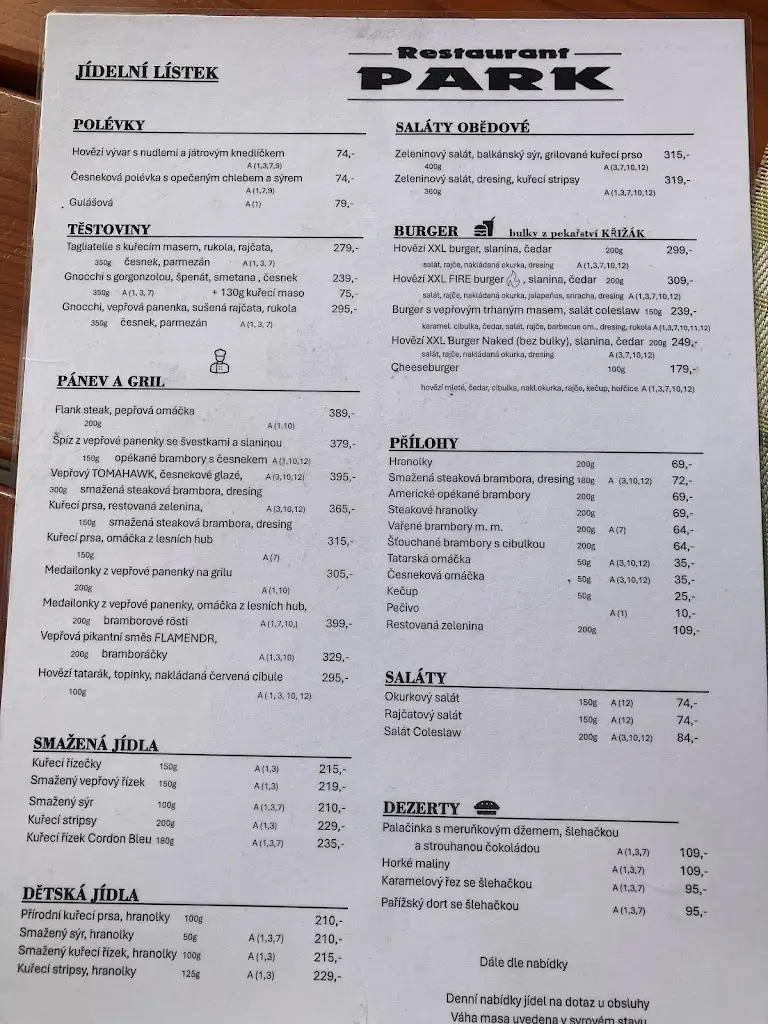 Menu_Restaurant Park_Pohořelice_immagine_2
