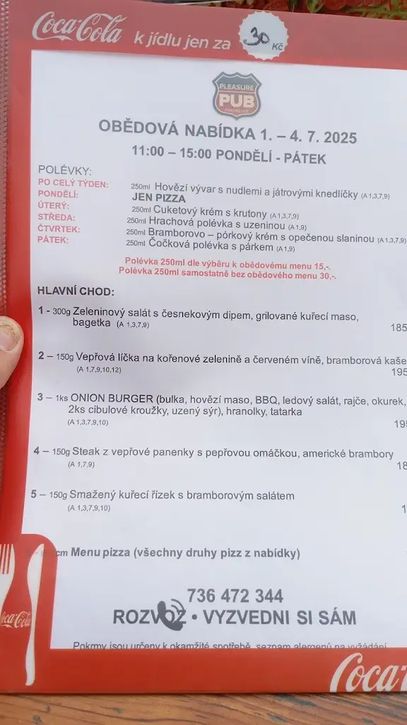 Menu_Pleasure Pub_Pohořelice_immagine_3