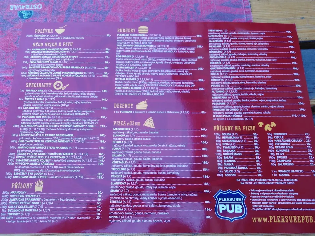 Menu_Pleasure Pub_Pohořelice_immagine_4