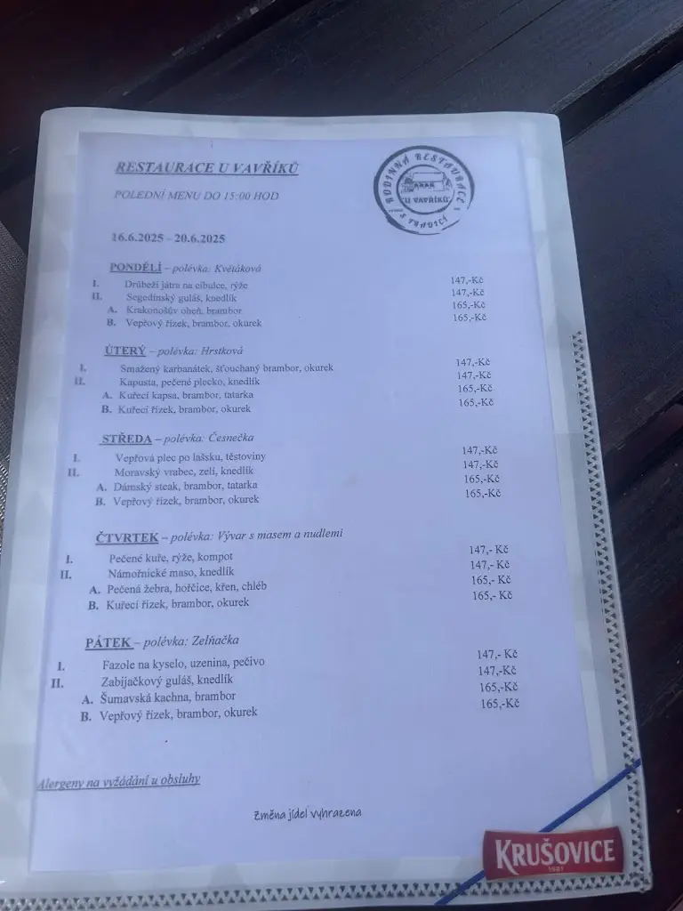 Menu_U VAVŘÍKŮ_Pohořelice_immagine_1