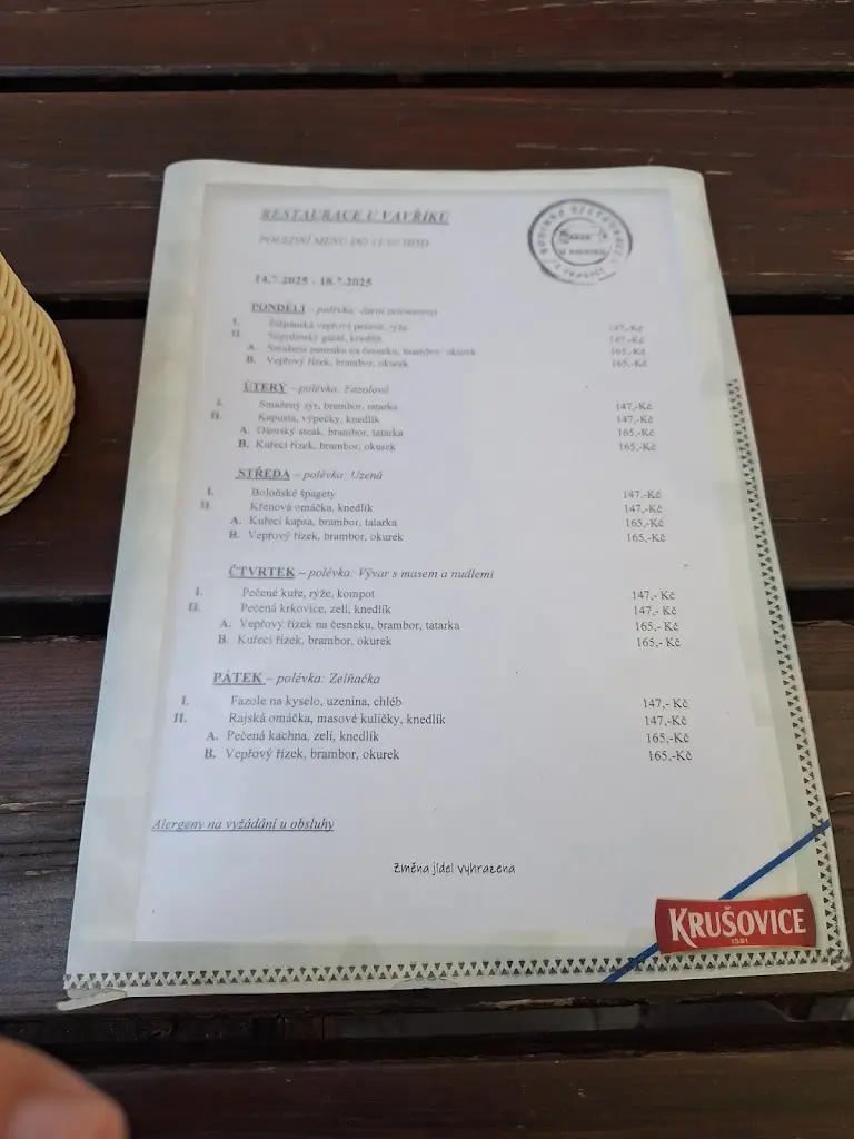 Menu_U VAVŘÍKŮ_Pohořelice_immagine_2